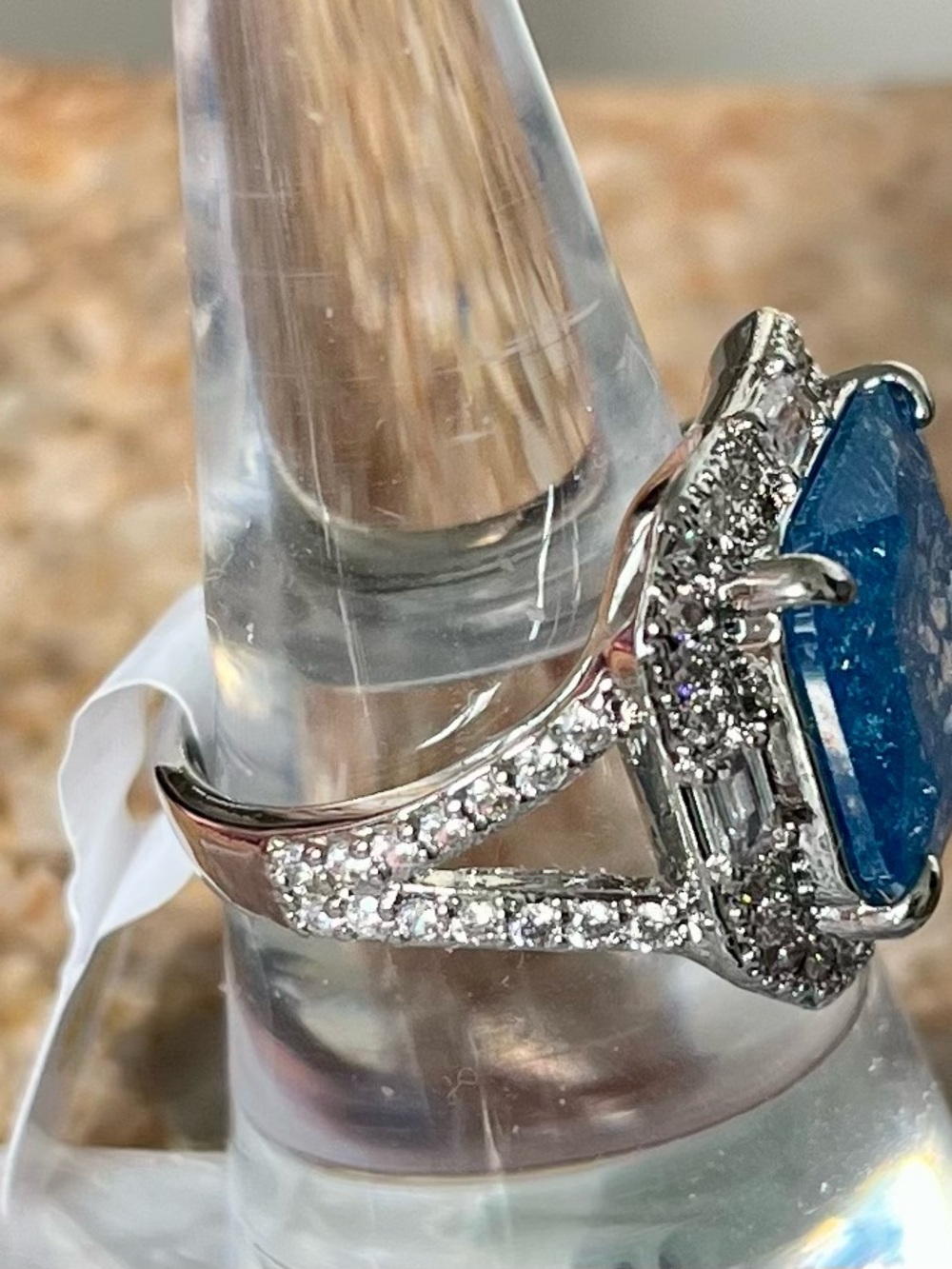 BP RG79724 Late Sunset Glow Aqua Blue Ice Crystal on Rhodium Sz 7 Ring - Picture 3 of 4